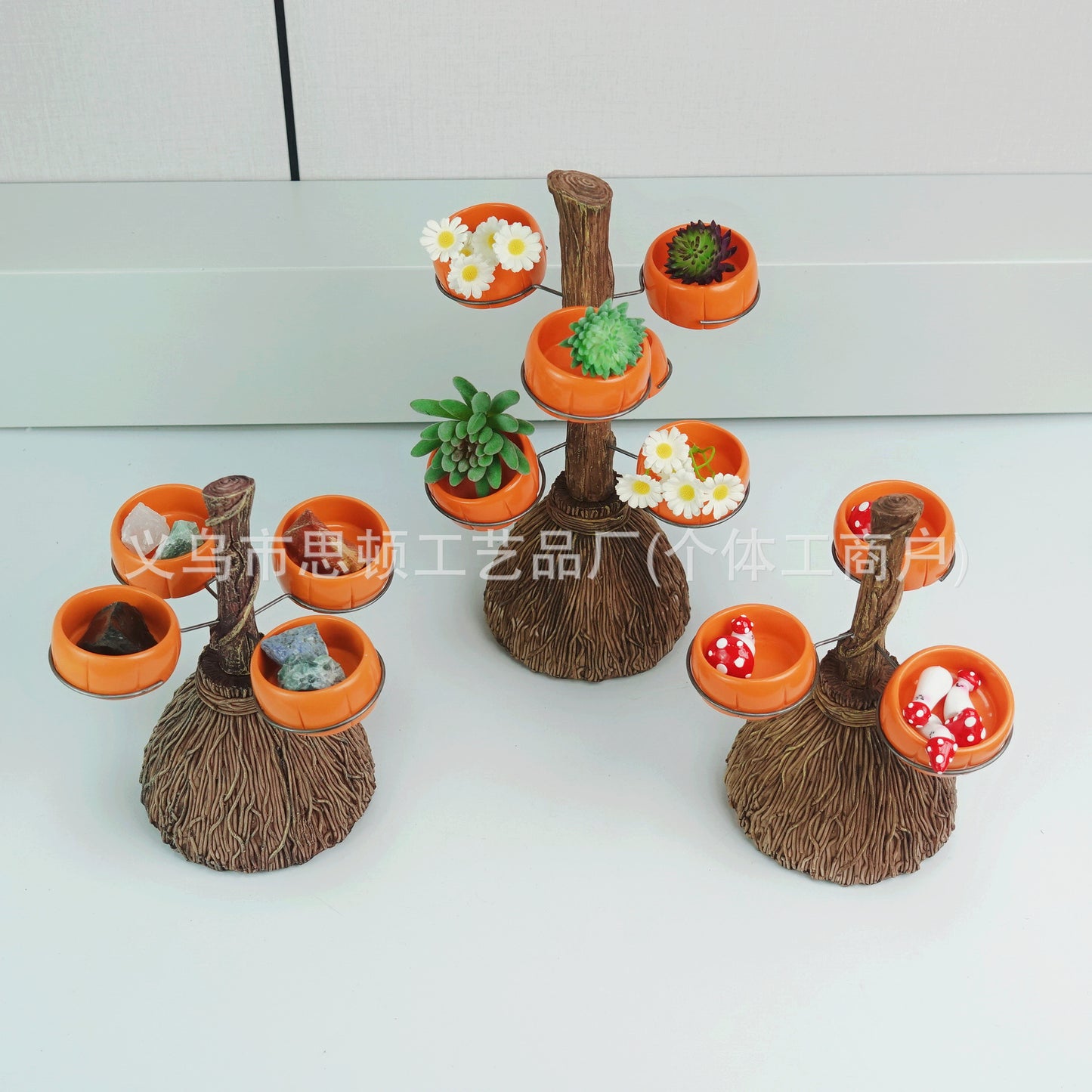 New Halloween Broom Pumpkin Cup Resin Home Desktop Ornament Decoration Storage Tray Creative Design
