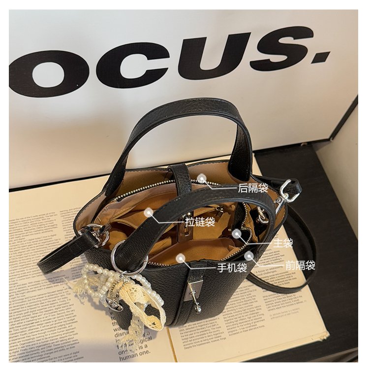 Bucket Bag Women's Bag PU Shoulder Bag Lock Buckle