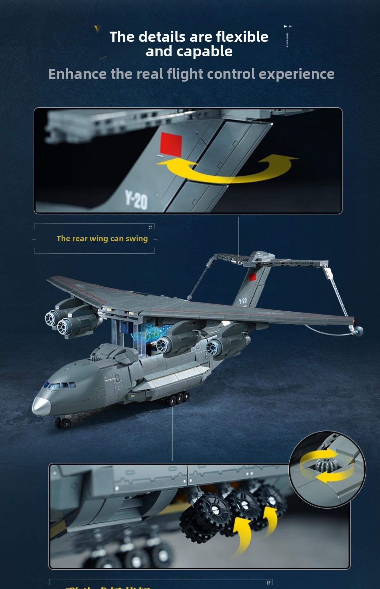 Wonderful Building Blocks Great Power Heavy Equipment Series Y-20 Large Transport Aircraft Model Assembly Toy 23034