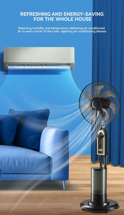 iSolfan Mist Emitting Fan Factory Direct Sale Black Mist Fan Floor Fan
