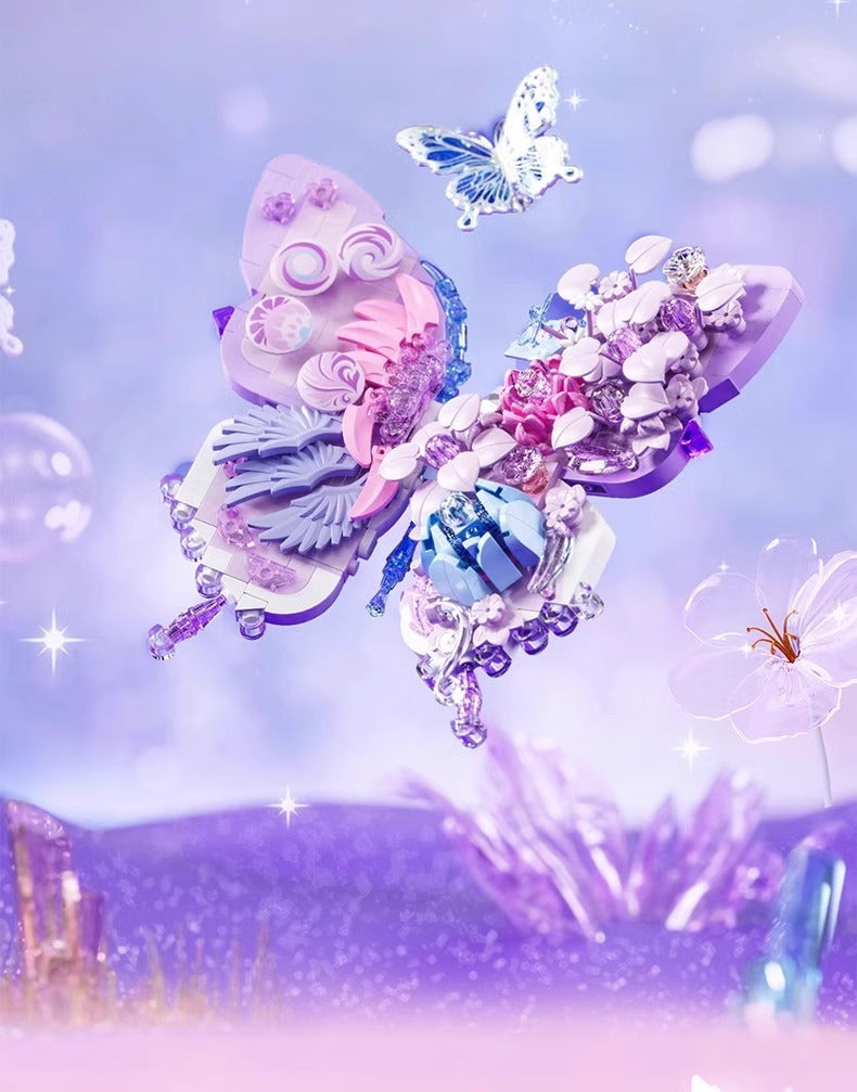 2025New Star Moon Fantasy Purple Star Butterfly Building Block Flower Frame Assembly Toy for Girls' Birthday Gift804233