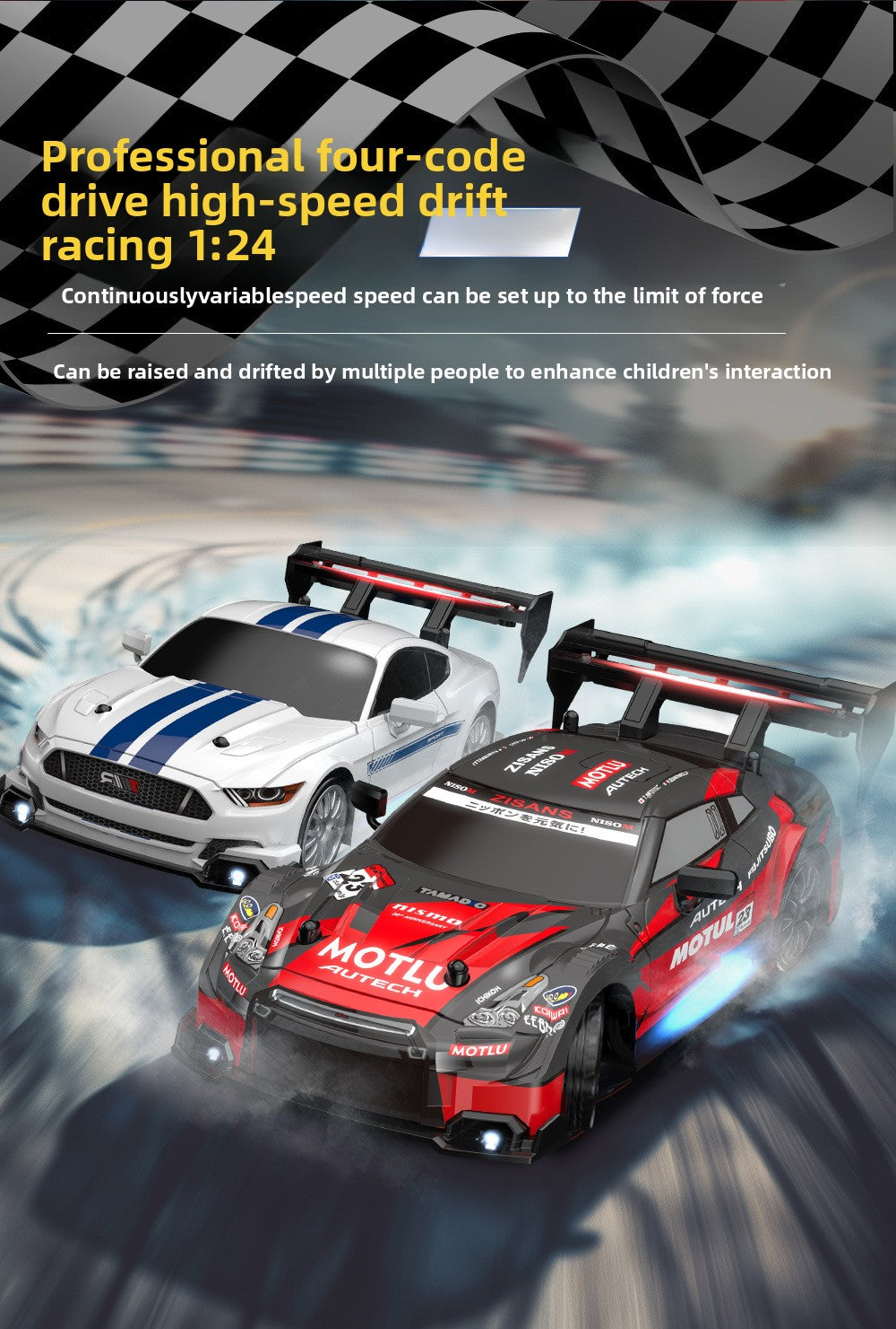 Remote Control Car RC Remote Control 1:24 Scale Fast Speed Drift Car Four-wheel Drive Drift Racing Toy Car Model Hot Seller