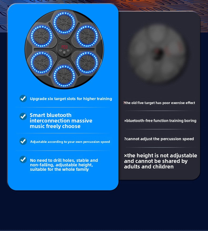 Home Music Boxing Machine Children's Reaction Trainer Adult Bluetooth Boxing Wall Target Smart Hanging Adjustable