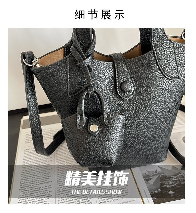 Bucket Bag Shoulder Bag One Size 2025 Spring Magnetic Buckle PU Women's Bag
