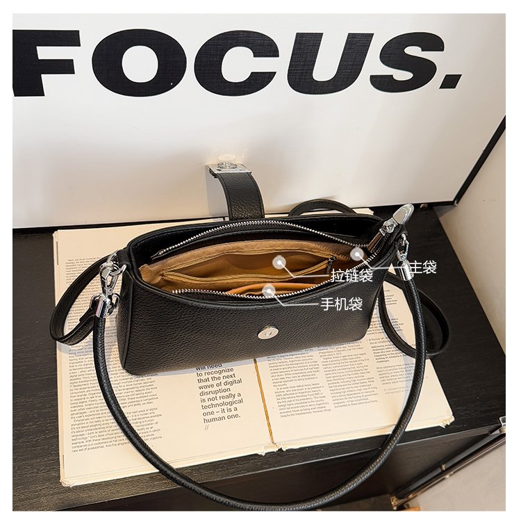 Small Square Bag with Stitching PU Zipper Women's Shoulder Bag One Size