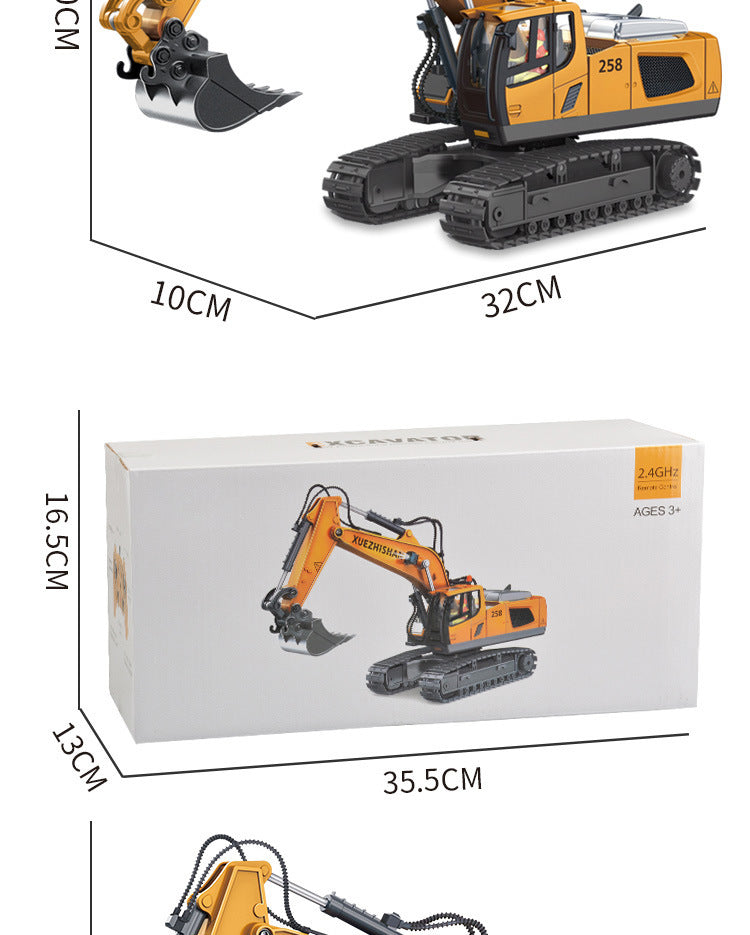 Children's Electric Toy Light and Sound Engineering Vehicle1:20Track Alloy Remote Control Excavator Model