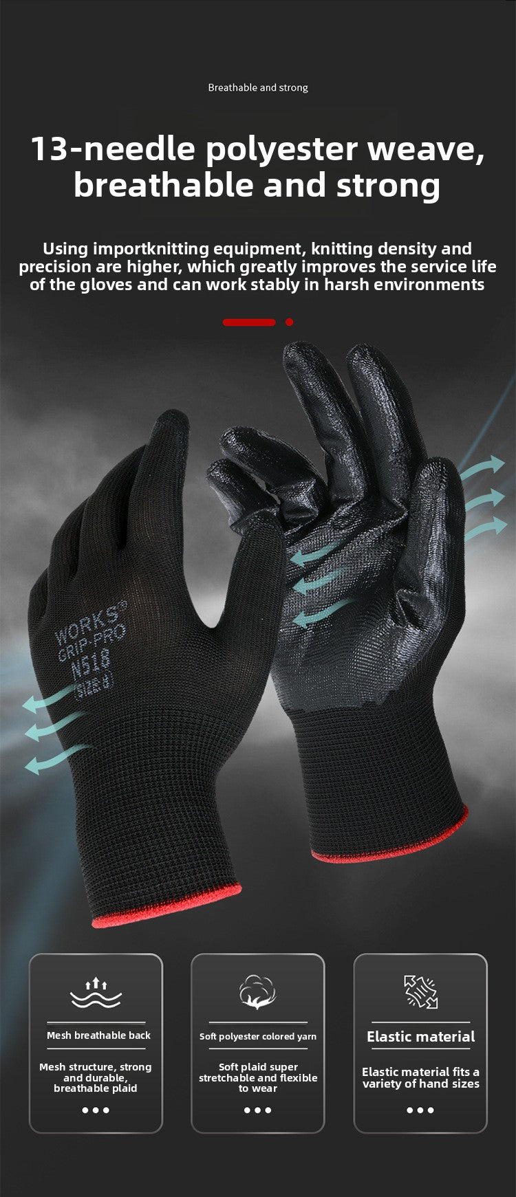FOR WHOLE SALE ONLY PRICE ON REQUEST                     Nitrile Rubber Coated Labor Protection Gloves for Construction Site Work, Thickened, Wear-resistant, Odorless, Breathable Nylon Latex Work Gloves