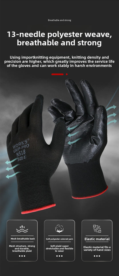 FOR WHOLE SALE ONLY PRICE ON REQUEST                     Nitrile Rubber Coated Labor Protection Gloves for Construction Site Work, Thickened, Wear-resistant, Odorless, Breathable Nylon Latex Work Gloves