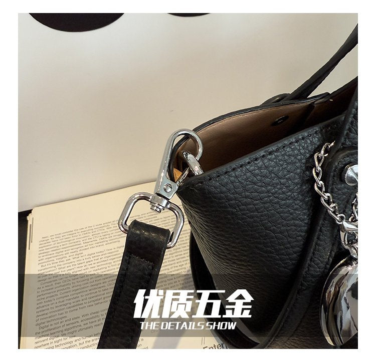 Single Shoulder Bucket Bag PU Zipper 2025 Spring Women's Bag One Size