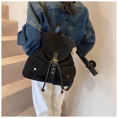 Suede Backpack Women's Large Capacity Retro Backpack