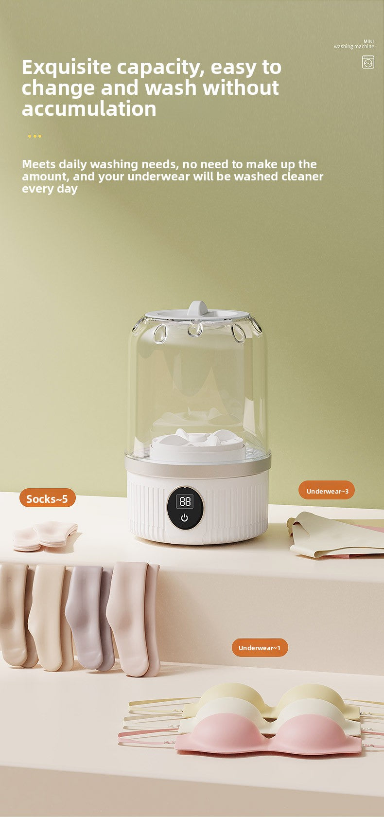 Mini Small Washing Machine Blue Light Sterilization Portable Baby and Mother Underwear Socks Panties Professional Underwear Laundry Cup