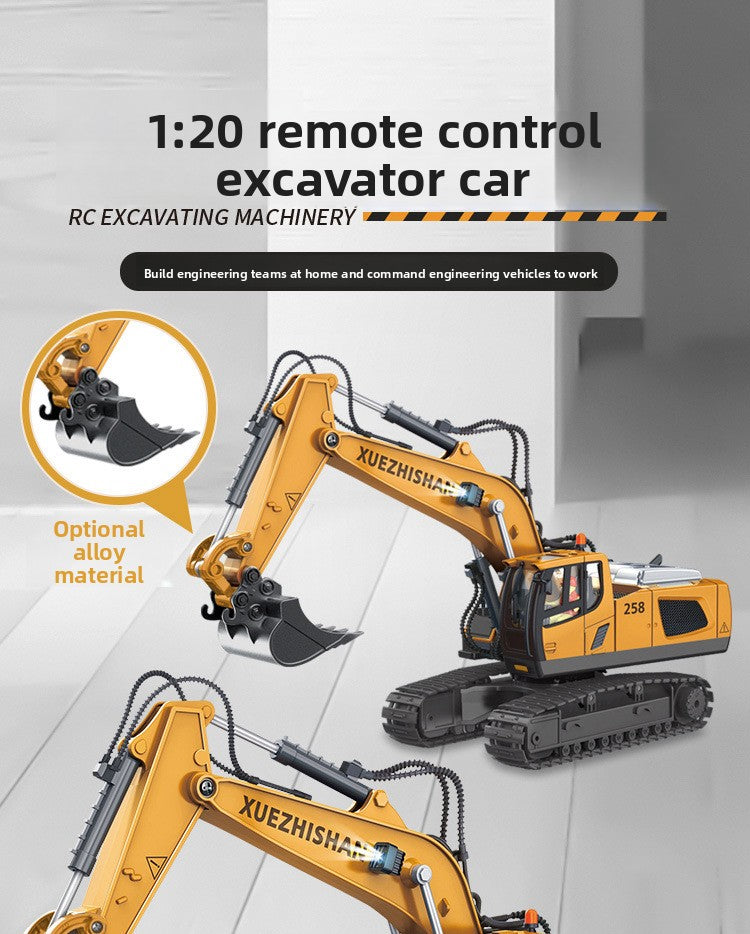 Children's Electric Toy Light and Sound Engineering Vehicle1:20Track Alloy Remote Control Excavator Model