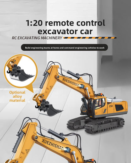 Children's Electric Toy Light and Sound Engineering Vehicle1:20Track Alloy Remote Control Excavator Model
