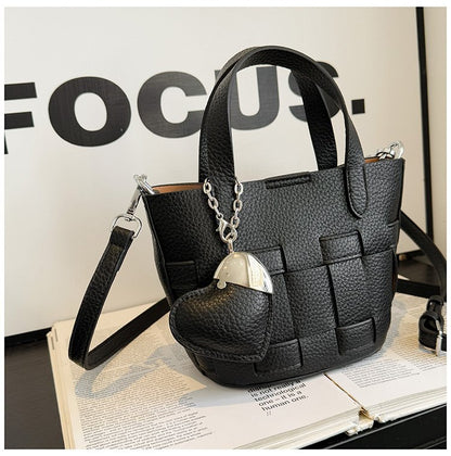 Women's Bag One Size PU Bucket Bag Zipper Shoulder Bag