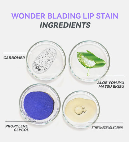 Wonderskin WONDER BLADING Lip Stain Masque – Long-Lasting, Waterproof, Transfer-Proof Colour Gloss Lipgloss with Hydrating Vegan Formula for Soft, No-Fade Lips