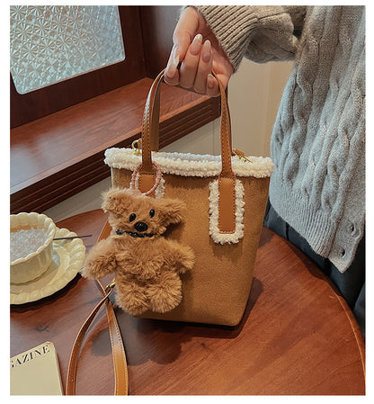 Autumn and Winter Super Hot Style Furry Handbag for Women Simple Fashion Versatile Stylish Single Shoulder Crossbody Bag