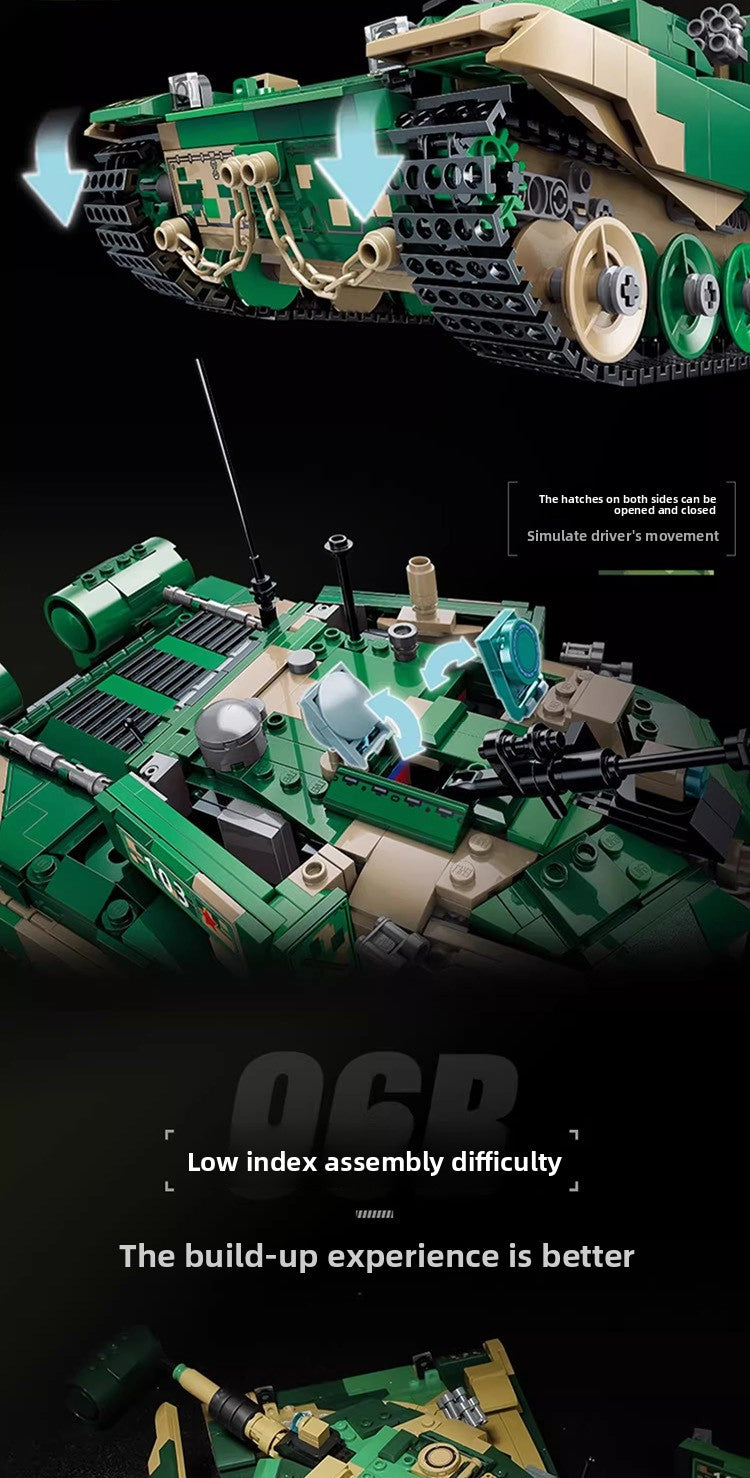 Wonderful Enlightenment Military Building Blocks22021Great Power Heavy Equipment96B Main battle tank small particle assembly big toy for boys