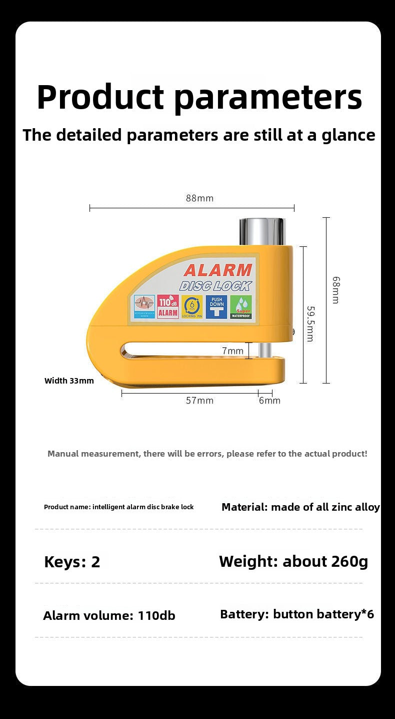 Universal Electric Bike Disc Brake Lock Motorcycle Lock Anti-Theft Bicycle Alarm Disc Brake Lock Mountain Bike Lock Bicycle Lock