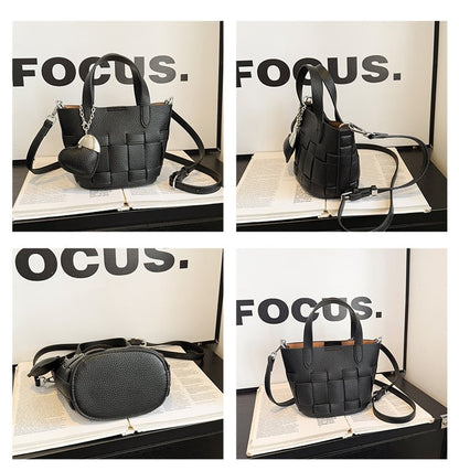 Women's Bag One Size PU Bucket Bag Zipper Shoulder Bag