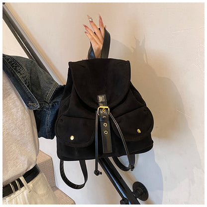 Suede Backpack Women's Large Capacity Retro Backpack