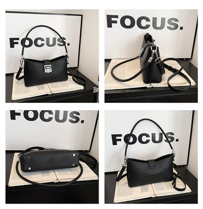 Small Square Bag with Stitching PU Zipper Women's Shoulder Bag One Size