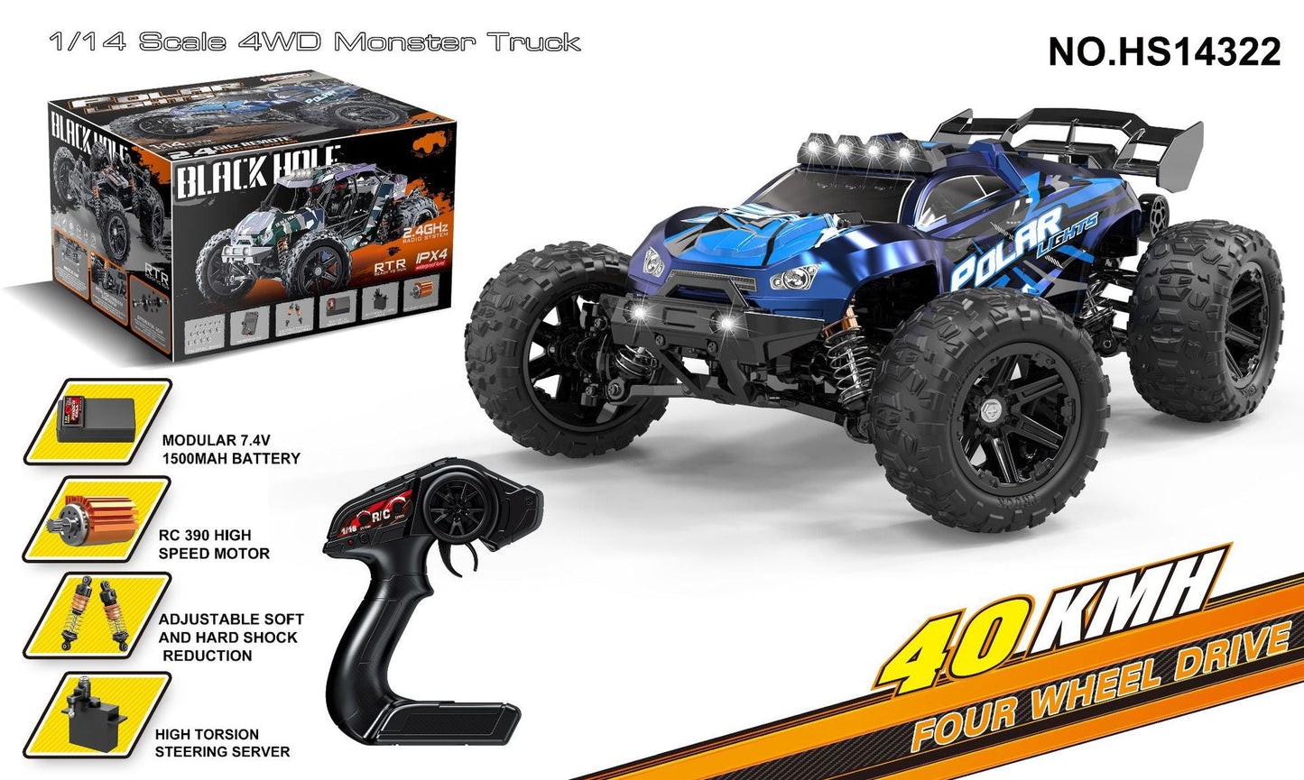 HS14322Brushed version40KM/H | 1/18Brushless High-Speed Four-Wheel Drive2.4G Full Scale Professional RC Remote Control Off-Road Big Wheel Bike1/14Brush