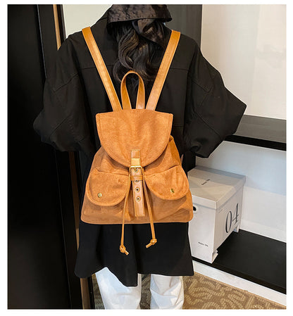 Suede Backpack Women's Large Capacity Retro Backpack