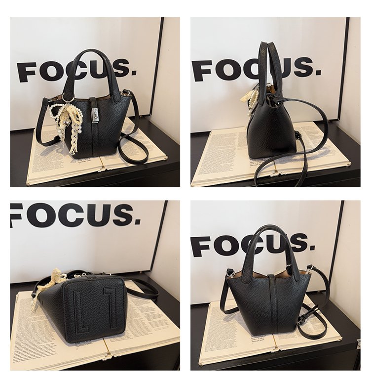 Bucket Bag Women's Bag PU Shoulder Bag Lock Buckle