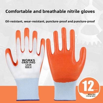 FOR WHOLE SALE ONLY PRICE ON REQUEST                     Nitrile Rubber Coated Labor Protection Gloves for Construction Site Work, Thickened, Wear-resistant, Odorless, Breathable Nylon Latex Work Gloves