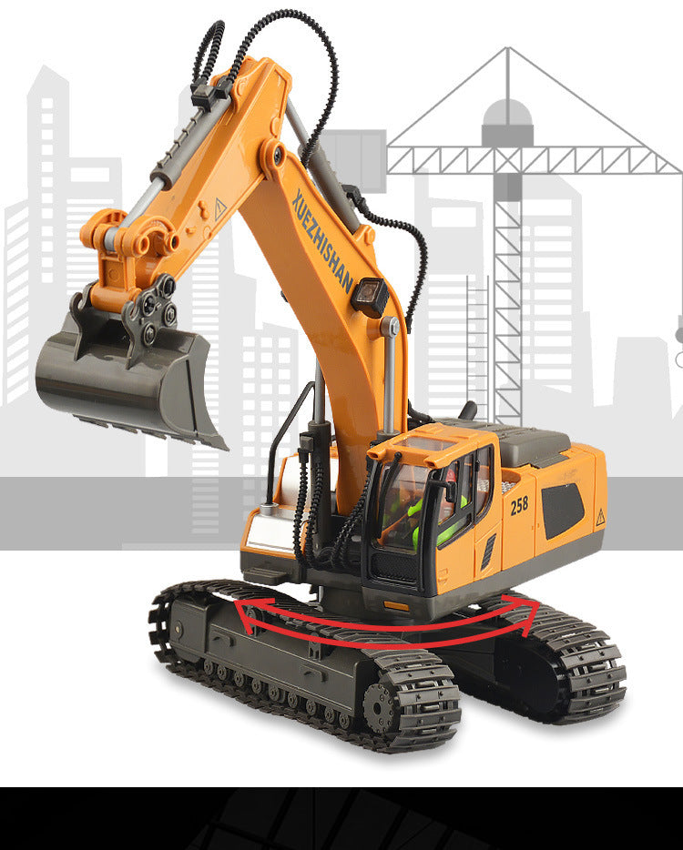 Children's Electric Toy Light and Sound Engineering Vehicle1:20Track Alloy Remote Control Excavator Model