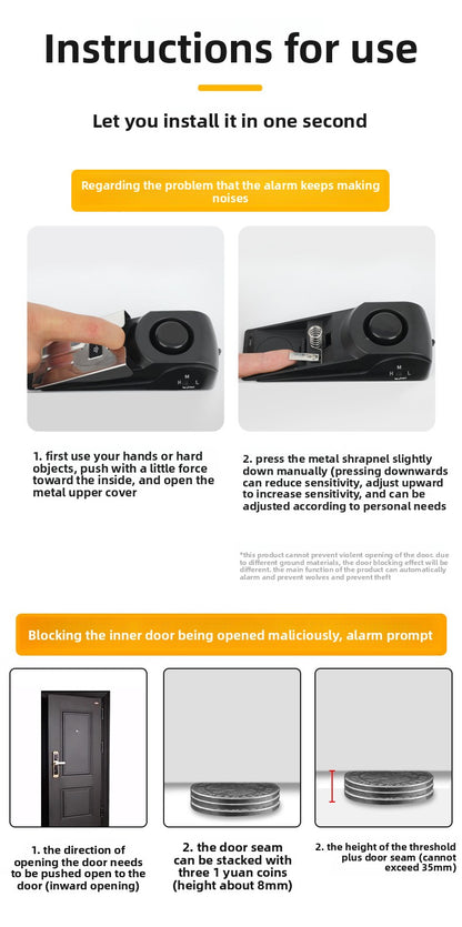 Hotel Door Stop Anti-Theft Alarm Door Gap Anti-Theft Device Door Stop Alarm Home Door Stop Alarm