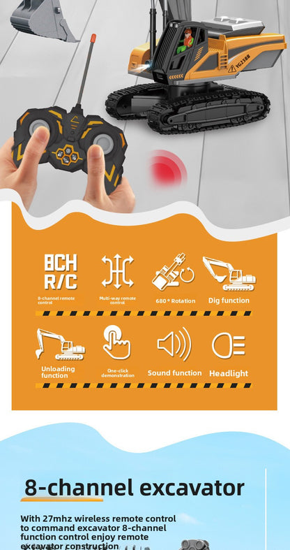 Children's Electric Toy Light and Sound Engineering Vehicle1:20Track Alloy Remote Control Excavator Model