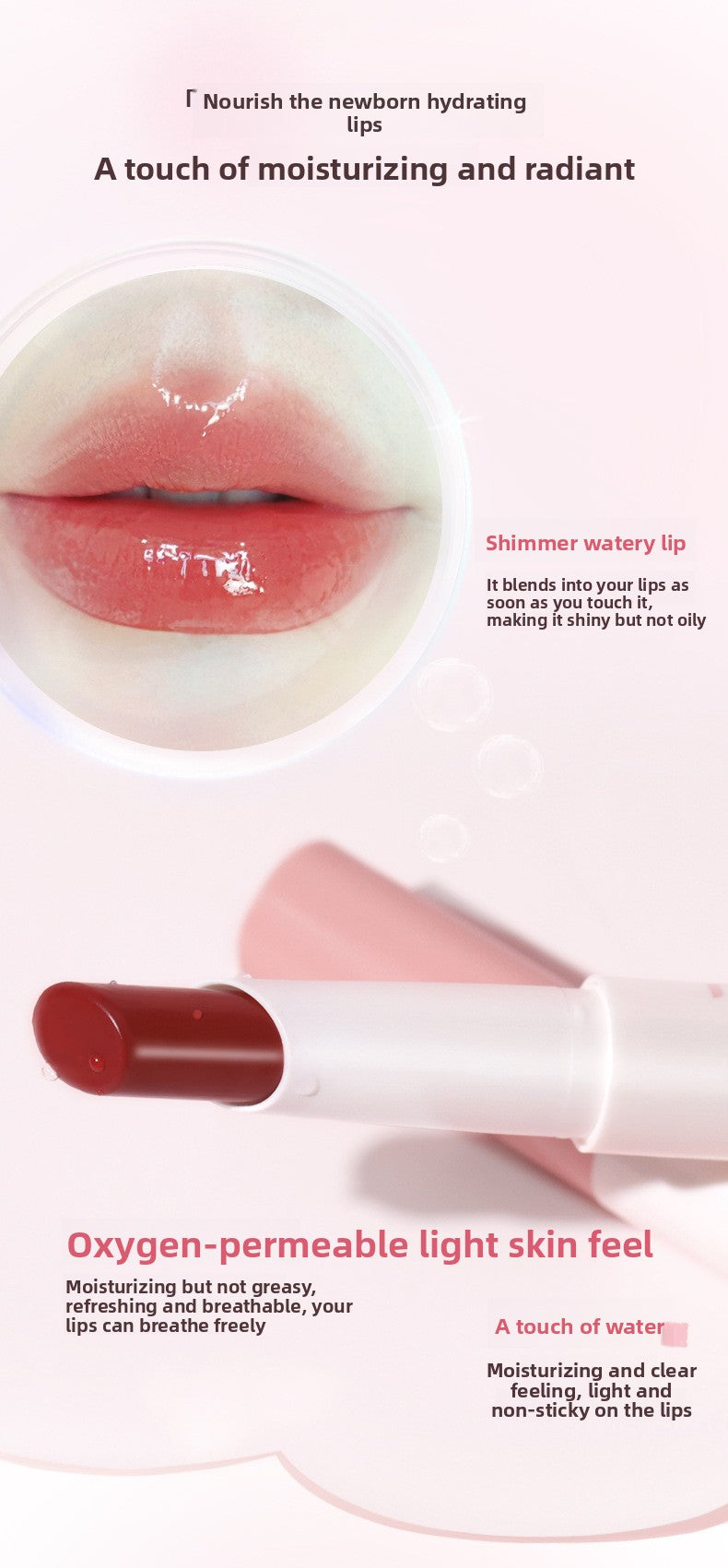 NOVO Charming Translucent Moisturizing Lipstick, Waterproof, Long-lasting, Non-fading, Brightening, Natural Look,