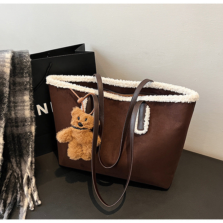 Autumn and Winter Super Hot Style Furry Handbag for Women Simple Fashion Versatile Stylish Single Shoulder Crossbody Bag