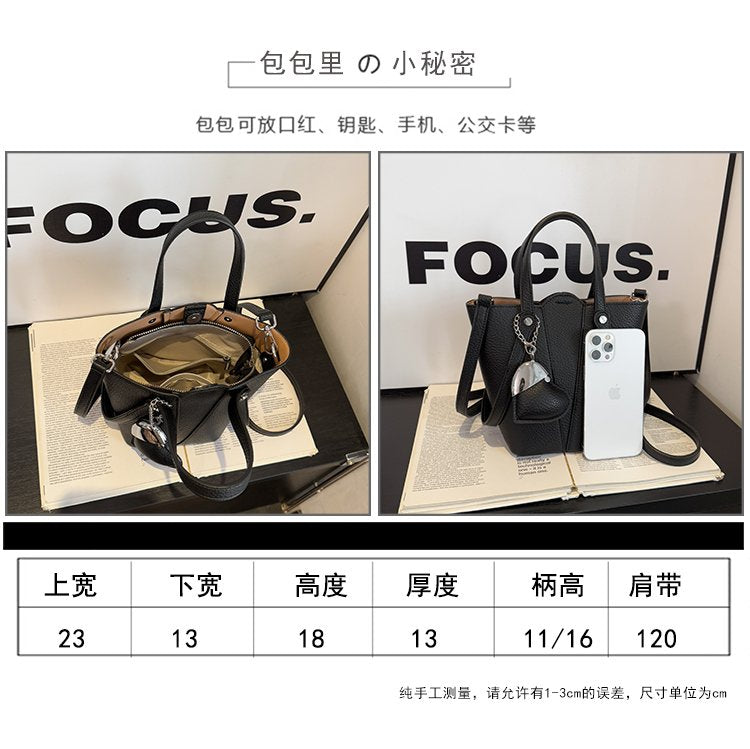 Single Shoulder Bucket Bag PU Zipper 2025 Spring Women's Bag One Size
