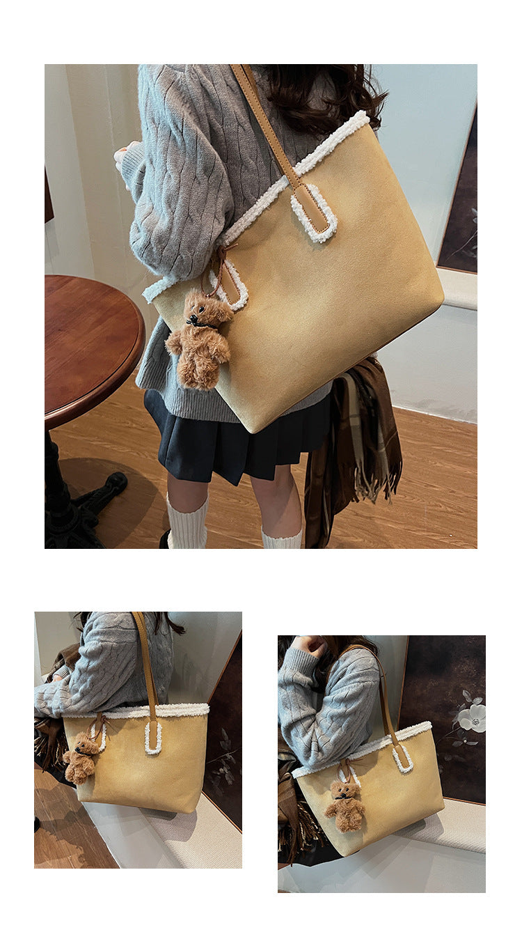 Autumn and Winter Super Hot Style Furry Handbag for Women Simple Fashion Versatile Stylish Single Shoulder Crossbody Bag