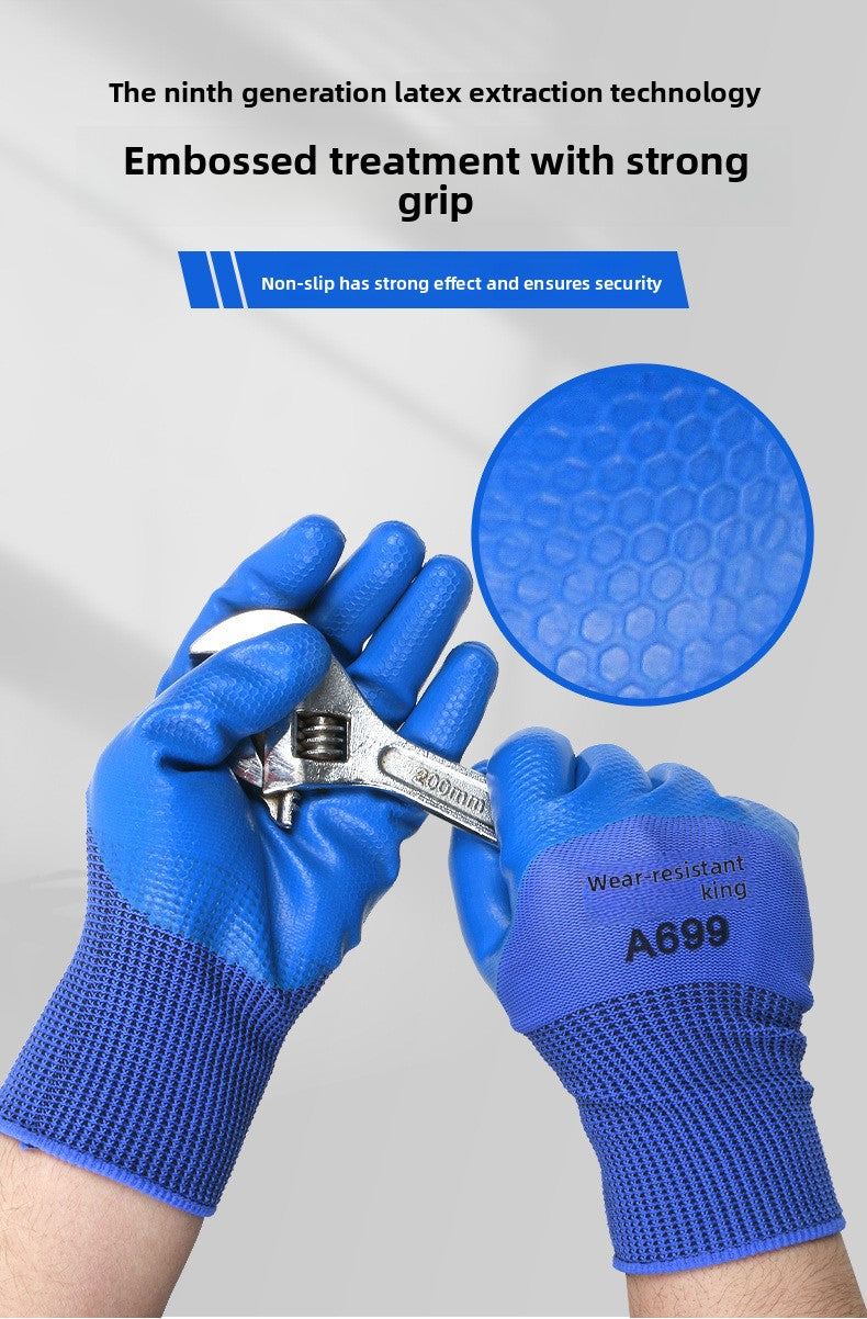 FOR WHOLE SALE ONLY P.O.A.                    A688 Wear-resistant Thickened Double-layer Latex Embossed Non-slip Logistics Handling Construction Site Work Half-finger Labor Protection Gloves